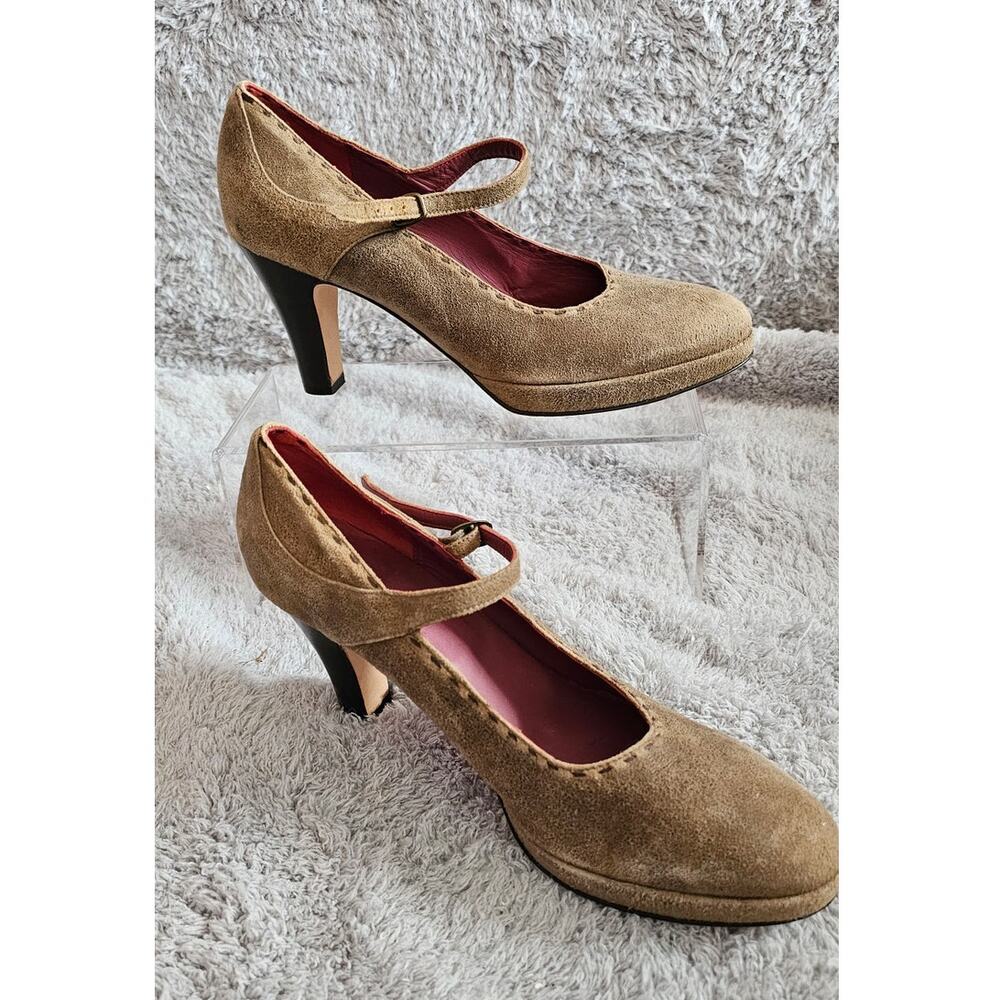 Henry Cuir‎ Leather Suede Platform Mary Janes Pump Heels Women Size 8.5 Handmade